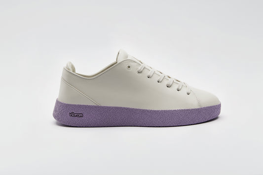 High quality soft leather on a vibrant lilac crepe sole.